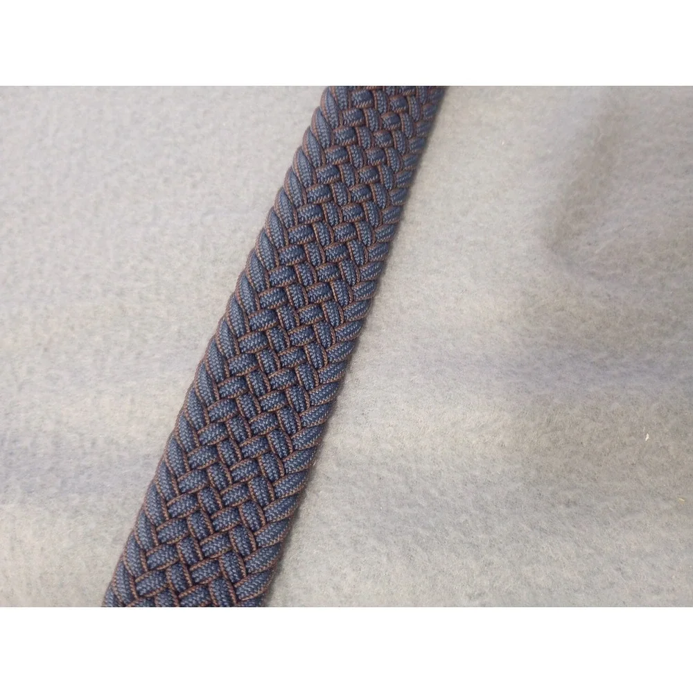 Tommy Bahama Braided Genuine Leather Trim Belt Blue Brown Size S / M Adjustable